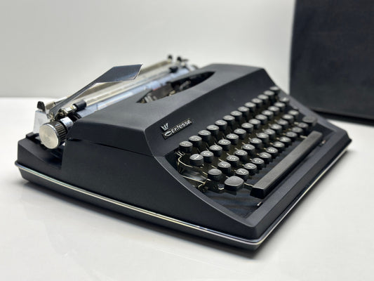 Adler Contessa Deluxe Typewriter- Black Body, QWERTY Option, Refurbished with Black Bag