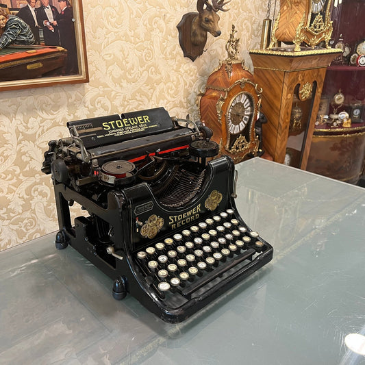 Stoewer Glass Key QWERTZ Typewriter, High Condition, Smooth Functionality, Black Button Office Typewriter, Vintage Collectible Gift