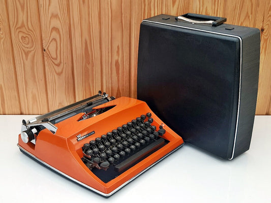 Adler Contessa | Vintage Manual Typewriter | Orange Retro | 1970s Working Model | Gift for Writers | Antique Collectible Decor