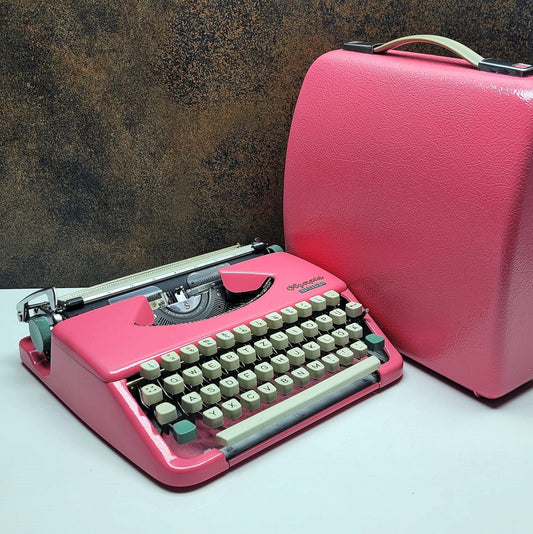 Olympia Splendid 33 66 Pink Typewriter | Vintage Manual Typewriter for Steampunk Decor | Retro Office Accent and Gift for Writers