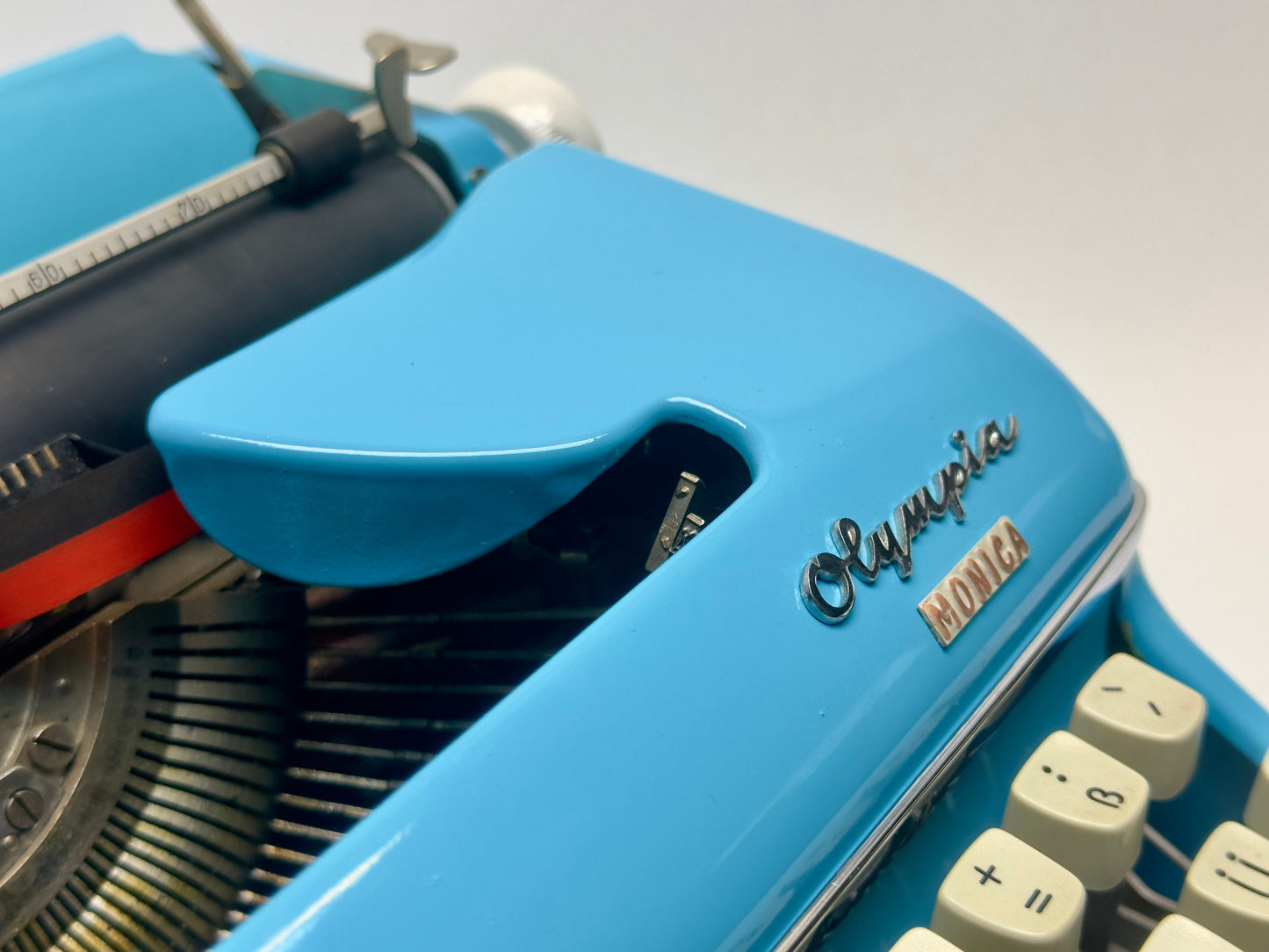Blue Olympia Monica Typewriter - 1960 Model, Excellent Condition - White Keyboard, with or without Bag