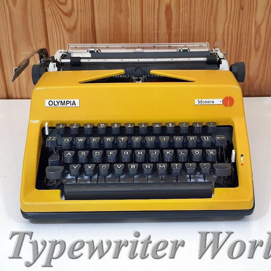 Olympia Monica Yellow Typewriter, Vintage Working Condition, Perfect for Home Decor & Office, Unique Gift for Writers
