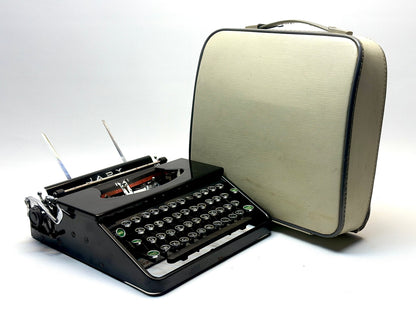 Japy Typewriter - Classic Black Model from 1940 with AZERTY Glass Keyboard