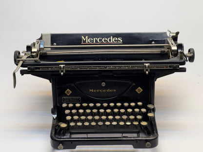 Mercedes Typewriter - Vintage 1935 Model with QWERTZ Layout and Glass Black Keys