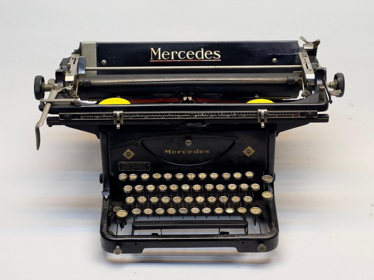 Mercedes Typewriter - Vintage 1935 Model with QWERTZ Layout and Glass Black Keys