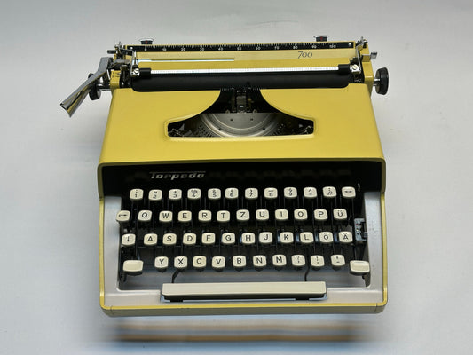 Vintage Torpedo Typewriter - Classic Yellow Model from 1960 with QWERTZ Keyboard