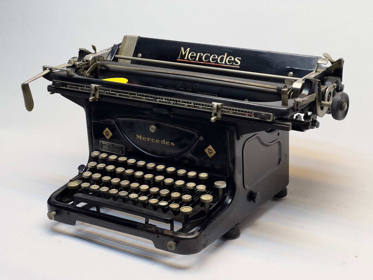 Mercedes Typewriter - Vintage 1935 Model with QWERTZ Layout and Glass Black Keys