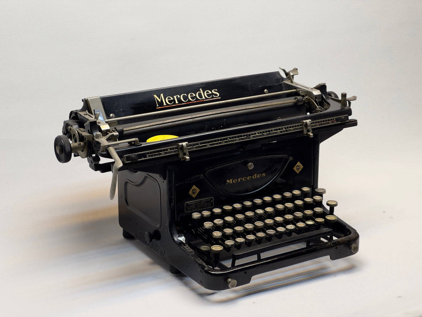 Mercedes Typewriter - Vintage 1935 Model with QWERTZ Layout and Glass Black Keys