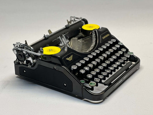 Antique Typewriter Classic Black Continental Typewriter - Vintage 1940 Model with QWERTZ Layout and Glass Key Keyboard