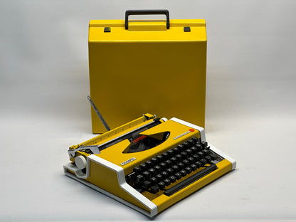 RARE! Olympia Traveller Typewriter - Antique Typewriter - Vintage 1955 Edition in Radiant Yellow