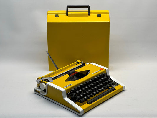 RARE! Olympia Traveller Typewriter - Antique Typewriter - Vintage 1955 Edition in Radiant Yellow