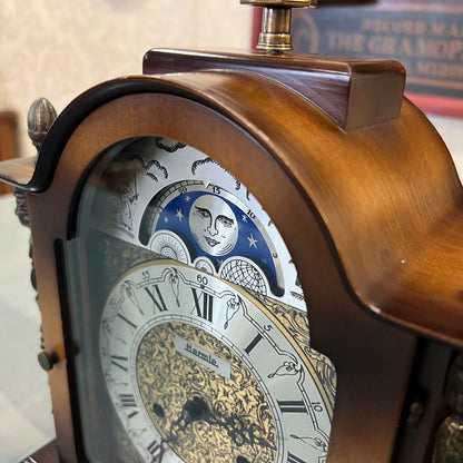 Collectible Antique Hermle Moonphase Wooden Mantel Clock - Perfect Condition, Fully Functional