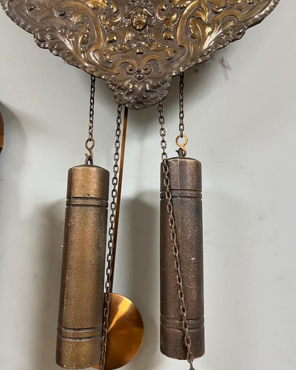Antique German Wall Clock with Chain Wind and Gong Chime | 45x35 cm | Collectible Vintage Timepiece