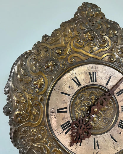 Antique German Wall Clock with Chain Wind and Gong Chime | 45x35 cm | Collectible Vintage Timepiece