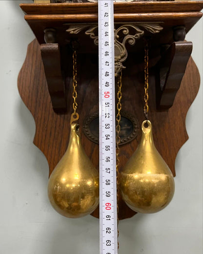 Antique Dutch Wall Clock with Gong Chime | Large Size 60x24 cm | Collectible Vintage Timepiece