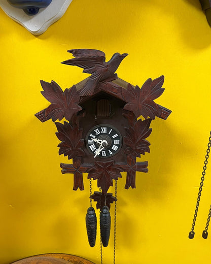 Antique German Cuckoo Clock with Wooden Case | 27x20 cm | Collectible Vintage Timepiece | Fully Functional