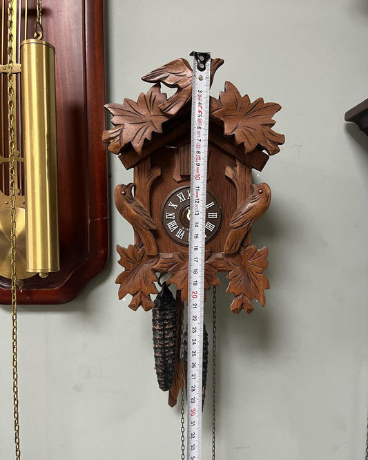 Antique German Cuckoo Clock with Wooden Case | 21x15 cm | Collectible Vintage Timepiece | Fully Functional