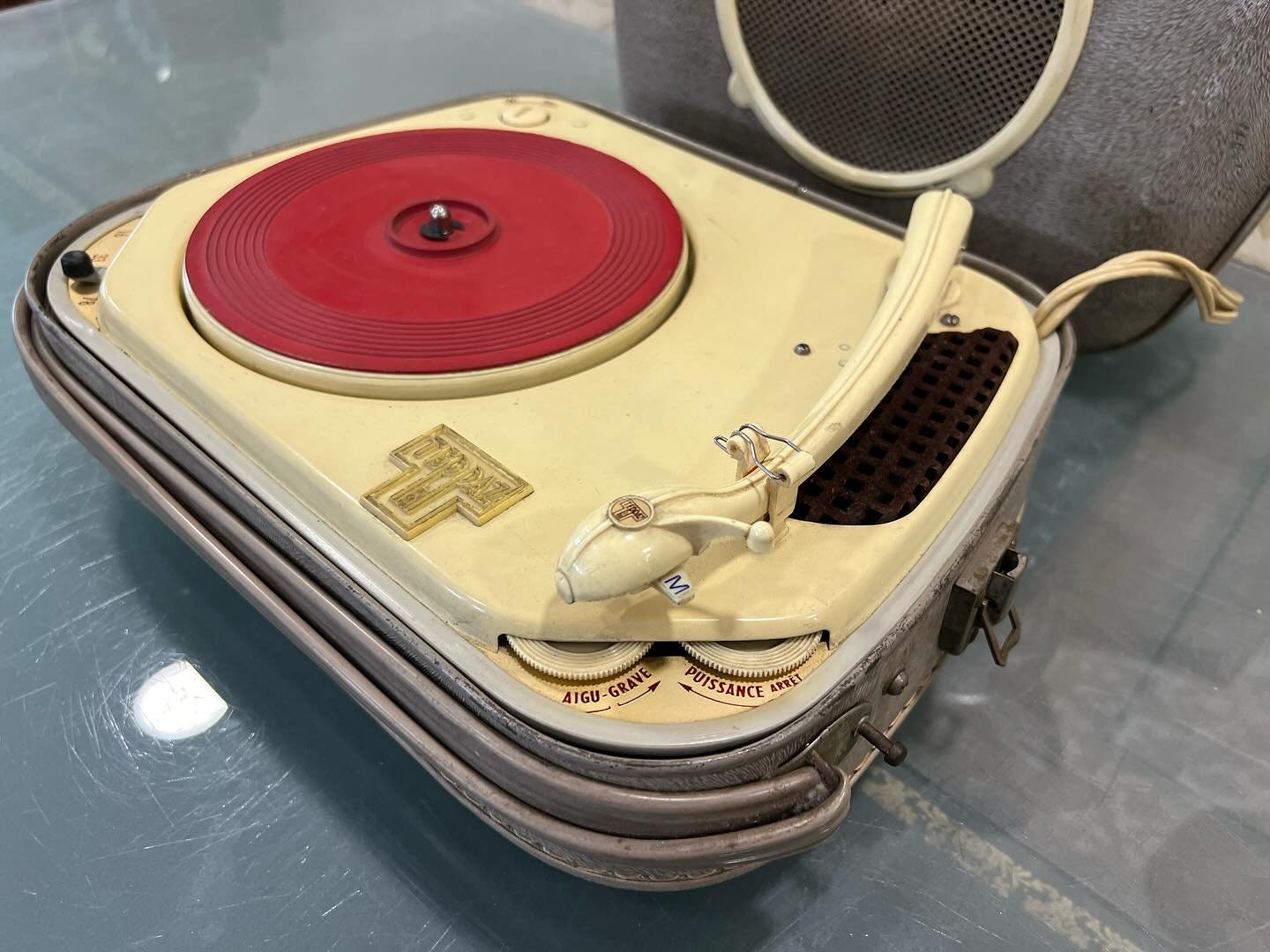 French Teppaz Tube Portable Record Player | All Speeds Including 78 RPM | High Condition | Fully Functional- Turntable