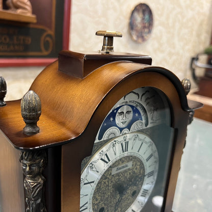 Collectible Antique Hermle Moonphase Wooden Mantel Clock - Perfect Condition, Fully Functional