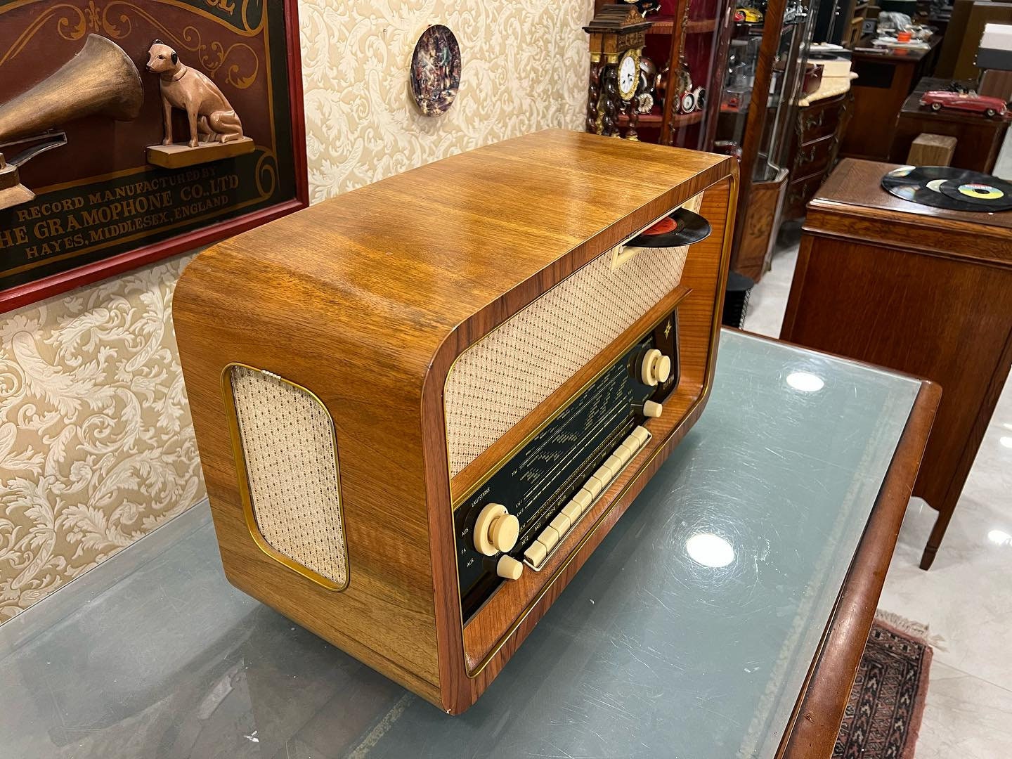 Antique German Oberon Tube Radio with Turntable | Original FM | Front-Loading Turntable | Rare Find | Excellent Condition