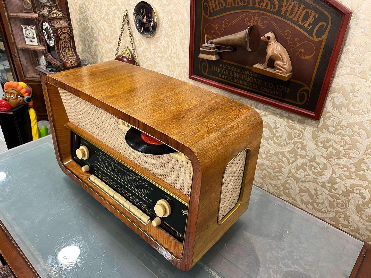 Antique German Oberon Tube Radio with Turntable | Original FM | Front-Loading Turntable | Rare Find | Excellent Condition