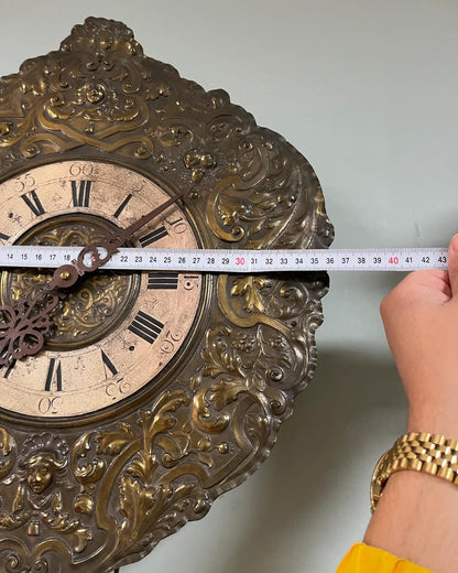 Antique German Wall Clock with Chain Wind and Gong Chime | 45x35 cm | Collectible Vintage Timepiece