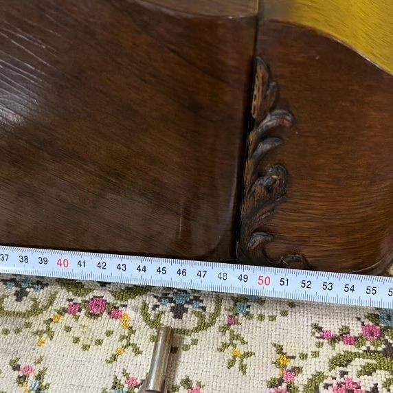 Antique Hermle Mantel Clock with Triple Wind-Up Mechanism and Gong Chime | 56x22 cm | Wooden Case | Collectible Vintage Timepiece