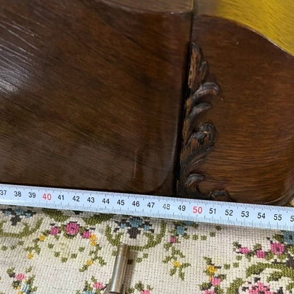 Antique Hermle Mantel Clock with Triple Wind-Up Mechanism and Gong Chime | 56x22 cm | Wooden Case | Collectible Vintage Timepiece