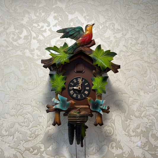 Charming German Cuckoo Clock with Moving Birds - High Condition, Fully Functional