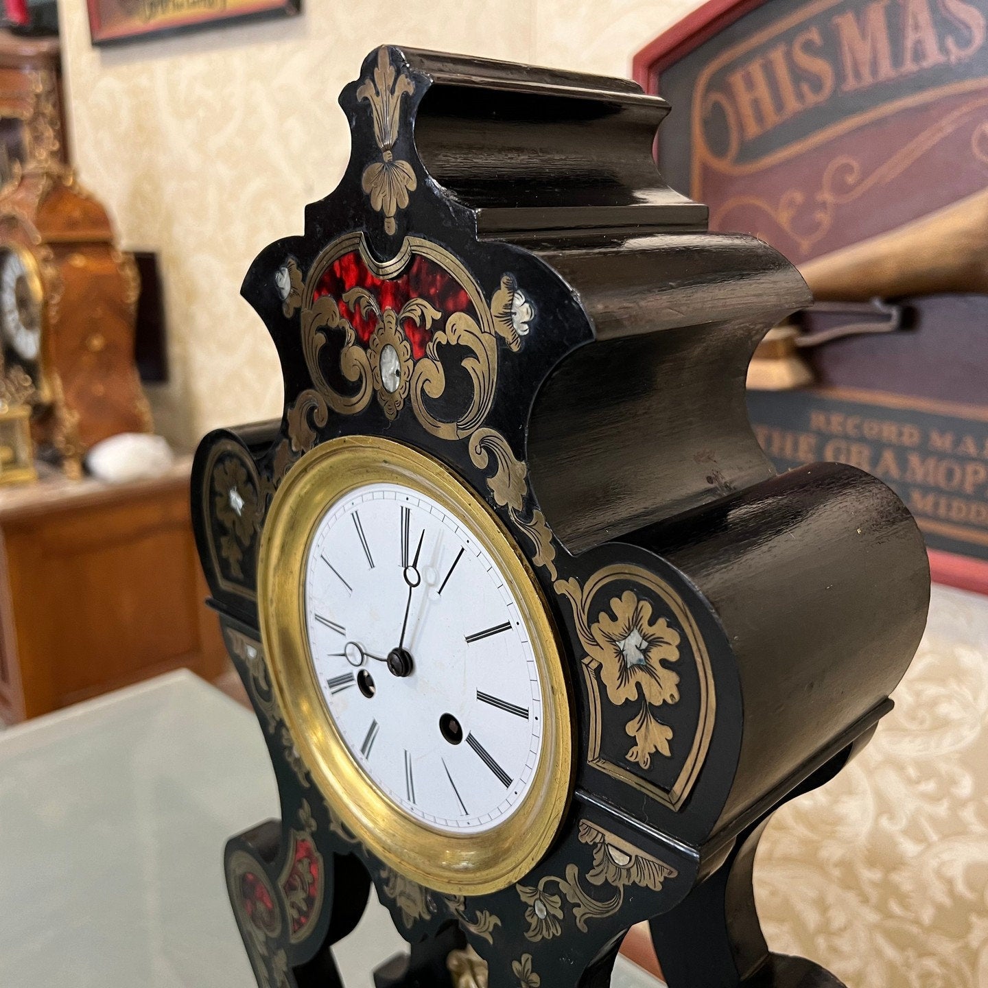 Elegant French Boulle Mantel Clock - High Condition, Fully Functional