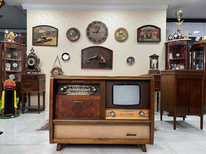 Antique Rosita Music Cabinet | Dual 1254 Belt Drive Turntable | Audion T 475 Amp Receiver | Audion D 475 Cassette Deck |Original Speaker Set