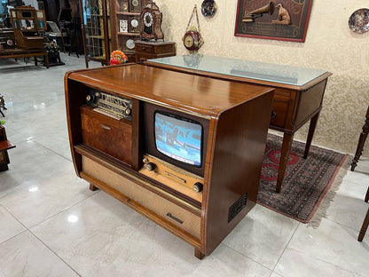 Antique Rosita Music Cabinet | Dual 1254 Belt Drive Turntable | Audion T 475 Amp Receiver | Audion D 475 Cassette Deck |Original Speaker Set