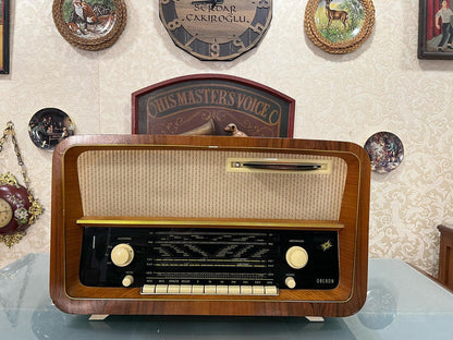 Antique German Oberon Tube Radio with Turntable | Original FM | Front-Loading Turntable | Rare Find | Excellent Condition