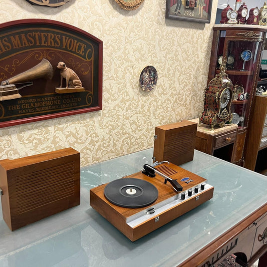 Collectible Fonoval Stereo Wooden Portable Turntable | Plays All Speeds | Fully Functional | Vintage Audio Decor