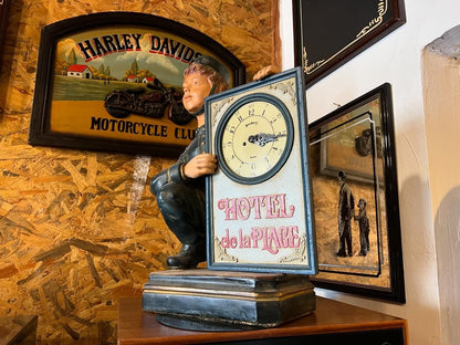 French Country Corner Vintage HOTEL de la GARE Clock Statue | Excellent Condition | Unique Decor