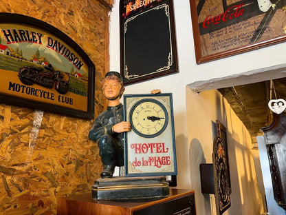French Country Corner Vintage HOTEL de la GARE Clock Statue | Excellent Condition | Unique Decor