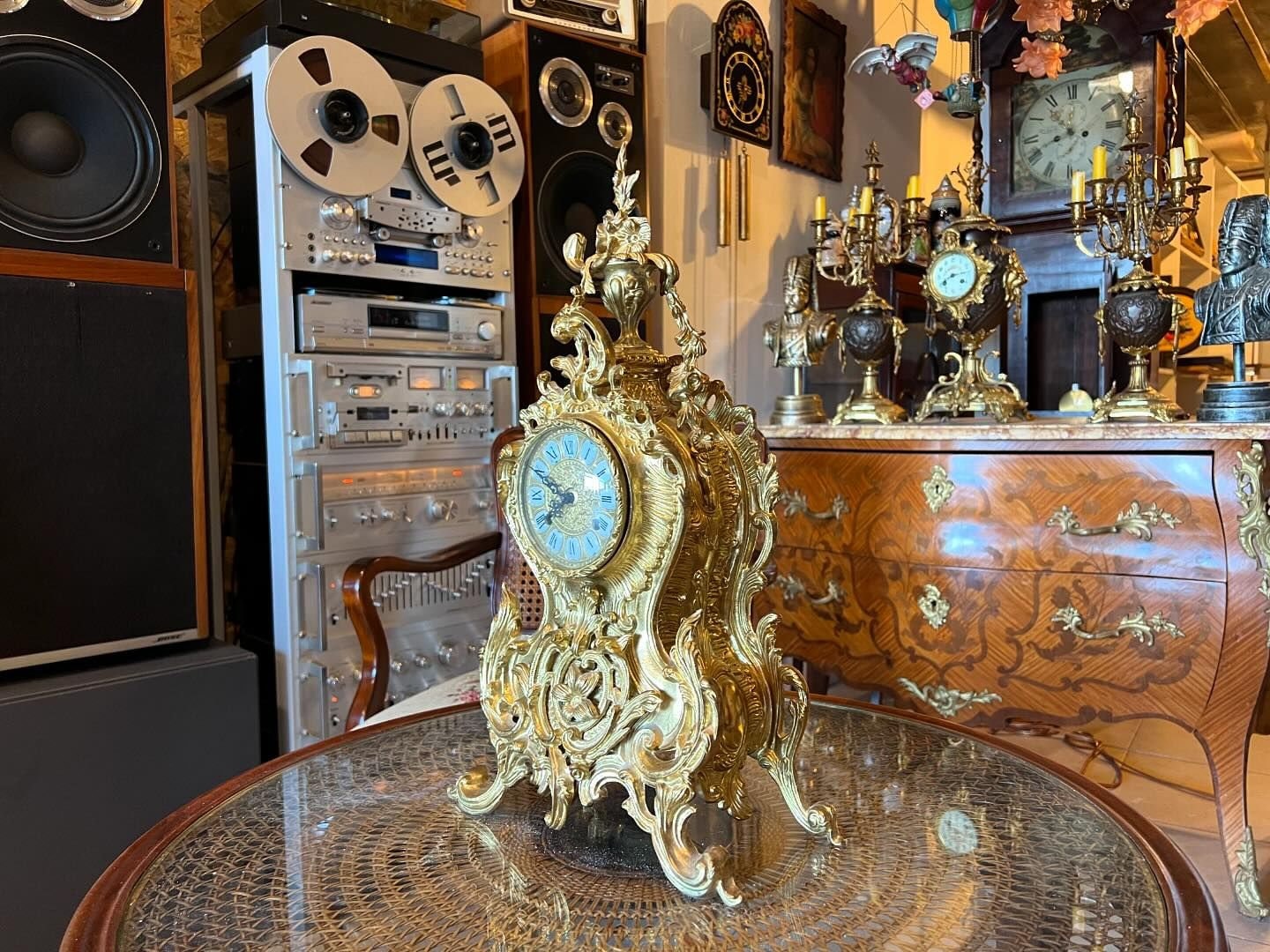 French Bronze Mantel Clock | 50 cm Height | Exquisite Details | Fully Functional | Excellent Condition