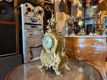 French Bronze Mantel Clock | 50 cm Height | Exquisite Details | Fully Functional | Excellent Condition
