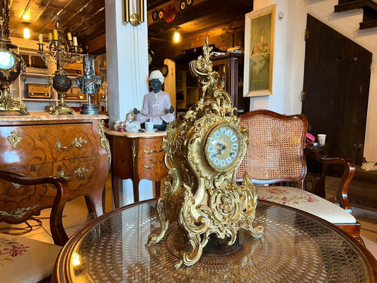 French Bronze Mantel Clock | 50 cm Height | Exquisite Details | Fully Functional | Excellent Condition