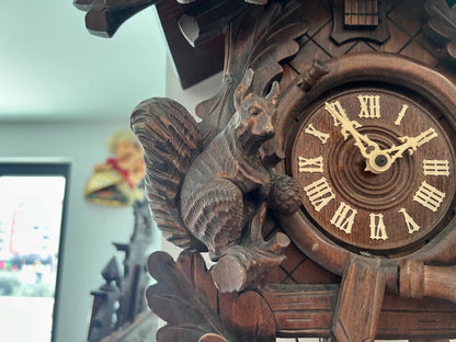 Large German Carved Cuckoo Clock - Antique Collectible in Excellent Condition