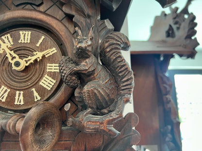 Large German Carved Cuckoo Clock - Antique Collectible in Excellent Condition
