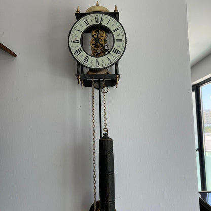 Rare German Skeleton Wall Clock - Antique, Fully Functional, Unique Design, Excellent Condition
