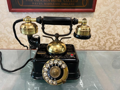 Antique German Metal Telephone - High Condition, Fully Functional