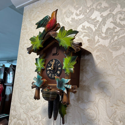 Charming German Cuckoo Clock with Moving Birds - High Condition, Fully Functional