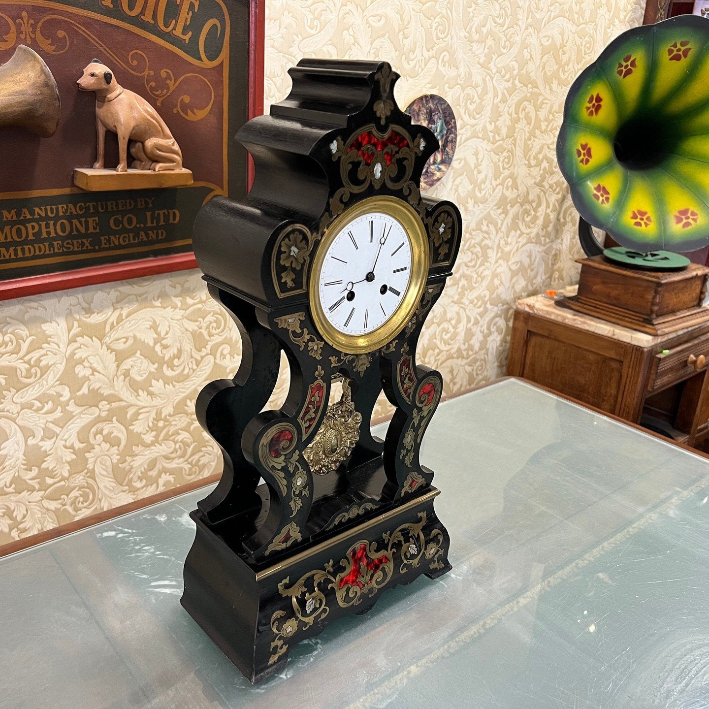 Elegant French Boulle Mantel Clock - High Condition, Fully Functional