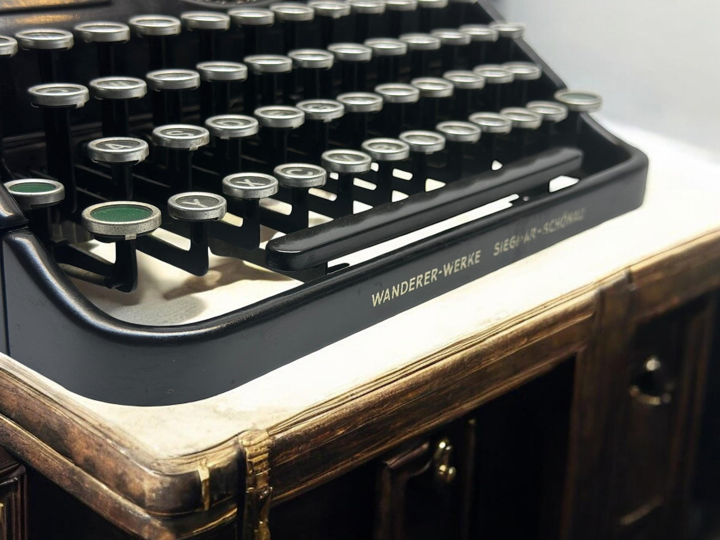 Continental Typewriter | Glass Keyboard, Fully Operational | Classic Black Elegance for an Unforgettable Writing Experience - Black WOOD Bag