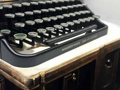 Continental Typewriter | Glass Keyboard, Fully Operational | Classic Black Elegance for an Unforgettable Writing Experience - Black WOOD Bag