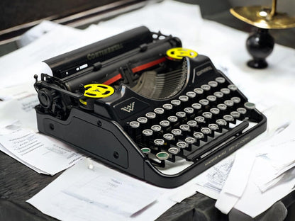 Continental Typewriter | Glass Keyboard, Fully Operational | Classic Black Elegance for an Unforgettable Writing Experience - Black WOOD Bag