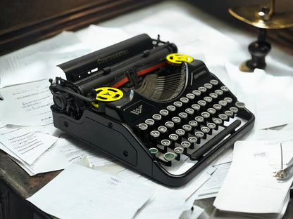 Continental Typewriter | Glass Keyboard, Fully Operational | Classic Black Elegance for an Unforgettable Writing Experience - Black WOOD Bag