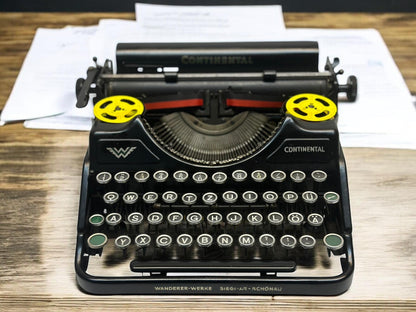 Continental Typewriter | Glass Keyboard, Fully Operational | Classic Black Elegance for an Unforgettable Writing Experience - Black WOOD Bag